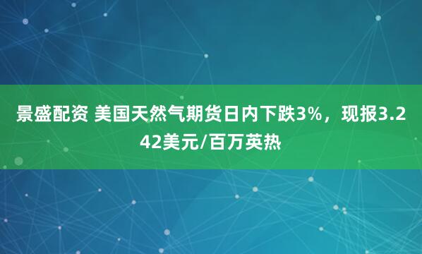 景盛配资 美国天然气期货日内下跌3%，现报3.242美元/百万英热